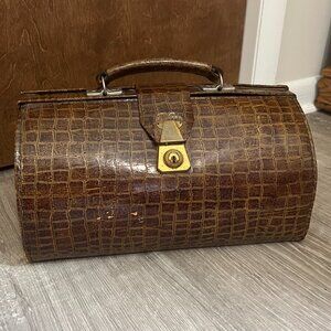 Vintage Leather Brown Doctor Bag // Crocodile // Great Condition